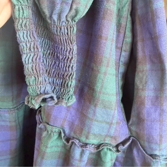 Hill House The Naomi Nap Tartan Long Sleeve Smock Dress Green Plaid Size XS - Picture 4 of 9